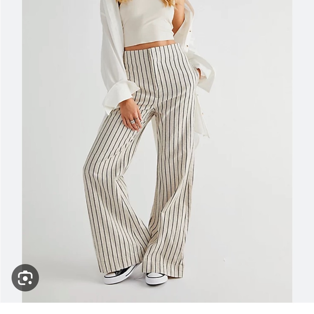 Free People Star of Wonder Cream and Black stripe trouser, 6